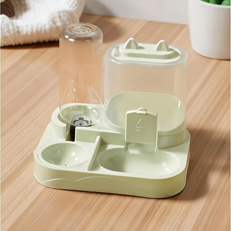 2-in-1 Large Capacity Cat Automatic Feeder, Water Dry Wet Separation Design No Battery Required - For Cats Small Dogs