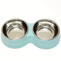 1 PCS Dual Bowl Stainless Steel Double Pet Bowls for Dogs and Cats - Non-Skid Base - Perfect for Food and Water - Easy to Clean