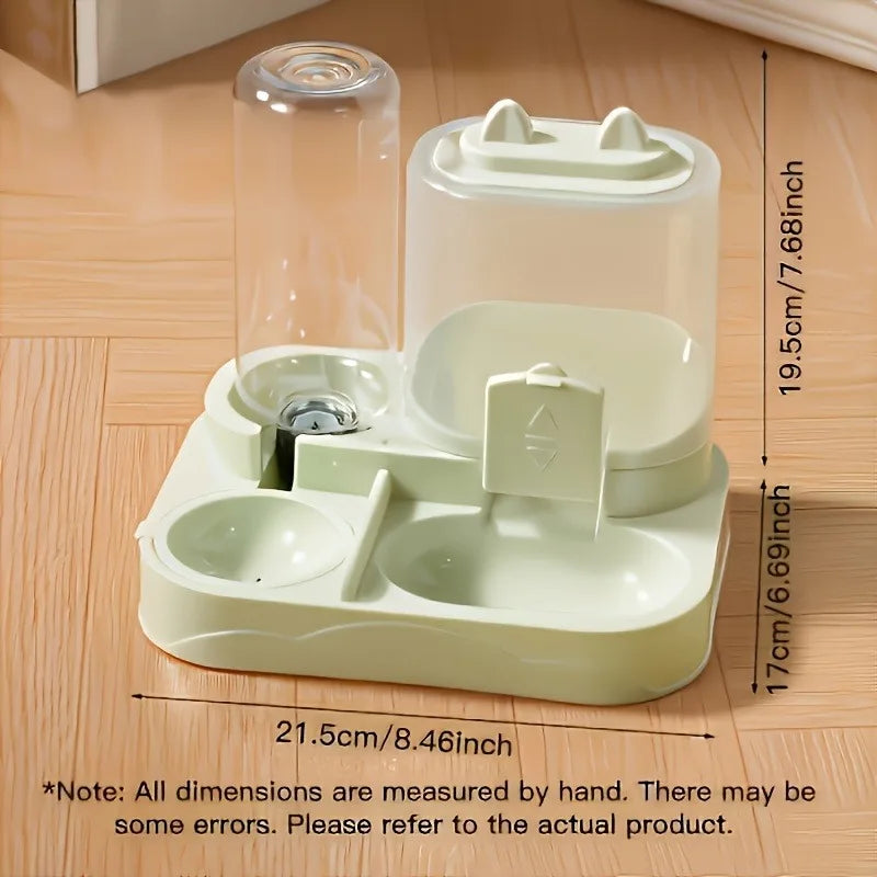 2-in-1 Large Capacity Cat Automatic Feeder, Water Dry Wet Separation Design No Battery Required - For Cats Small Dogs